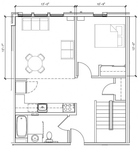 Floor plan for 2 beds, 2 baths, 1118 sqft